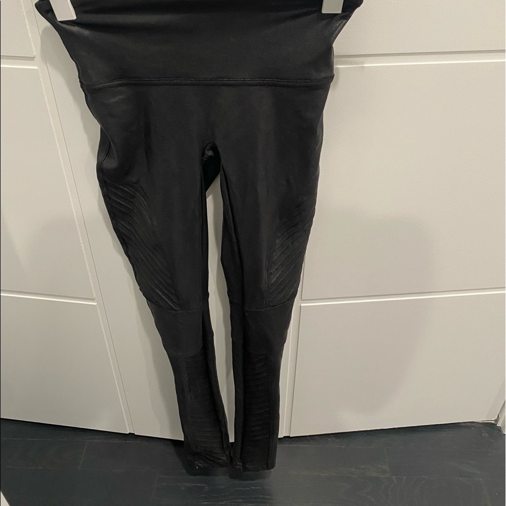 Spanx Moto faux leather leggings black small